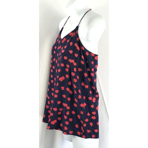 Tibi NY 100% Silk Camisole Tank 0 (S) Blue/Red Hearts Racerback Halter Romantic - Picture 2 of 5